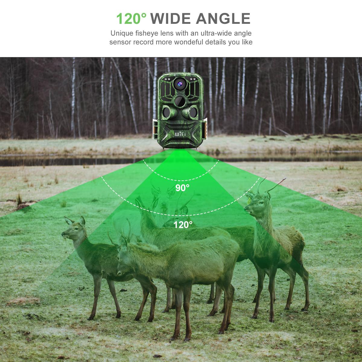 WiFi Wildlife Camera 24MP 1296P Trail Game Hunting Cameras with Night Infrared Vision IP65 Waterproof for Wildlife Monitoring, Hunting Games, Home Security 