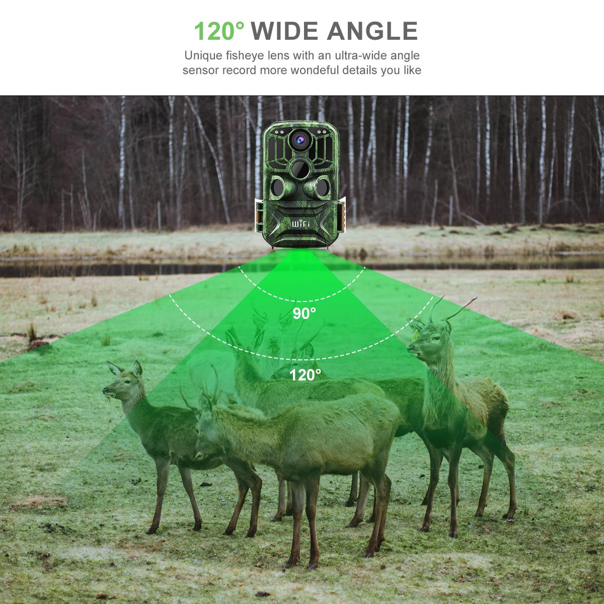 WiFi Wildlife Trail Camera with Night Vision 0.4S Trigger Motion Activated 24MP 1296P IP65 Waterproof for Hunting Camera & home security