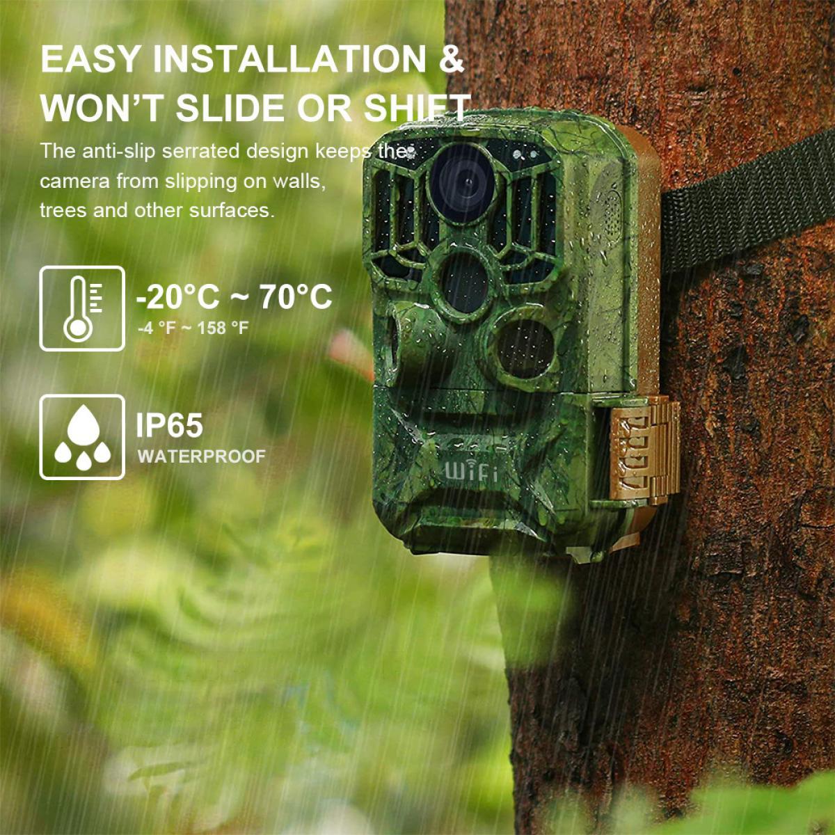 WiFi Wildlife Trail Camera with Night Vision 0.4S Trigger Motion Activated 24MP 1296P IP65 Waterproof for Hunting Camera & home security