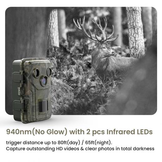Abarich Fotocamera da Caccia Trail Camera Impermeabile 20MP 1080P con 3 Sensori a Infrarossi Videocamera per Esplorazione della Fauna Selvatica Attivata dal Movimento di Visione Notturna 