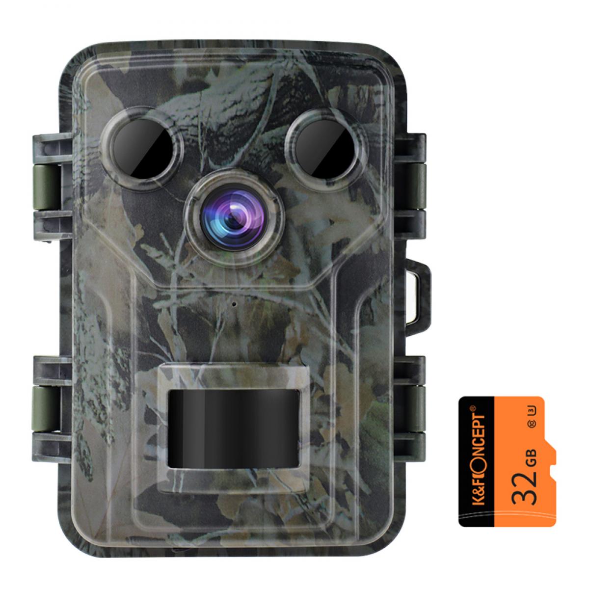 Blusea 12MP 1080P Wildkamera mit 32/16 GB TF Card 38 PCS Infrarot-LEDs und IP66 Wasserdicht Jagdkamera Nachtsichtkamera