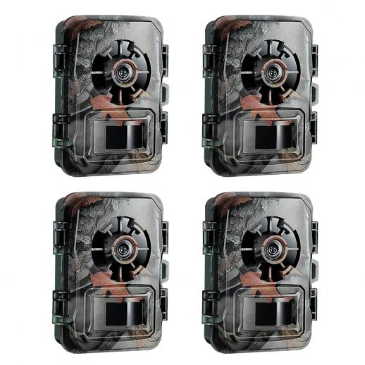 4PCS Wildlife Trail Camera with Night Vision 0.2S Trigger Motion Activated 24MP 1296P IP66 Waterproof Hunting Camera for Outdoor & Home security | maple leaf color