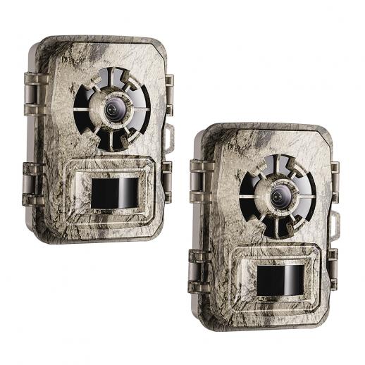 2PCS Wildlife Trail Camera with Night Vision 0.2S Trigger Motion Activated 24MP 1296P IP66 Waterproof Hunting Camera for Outdoor & Home security | bark color