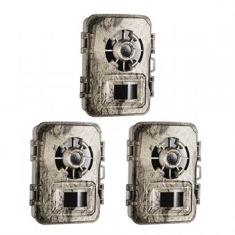 3PCS Wildlife Trail Camera with Night Vision 0.2S Trigger Motion Activated 24MP 1296P IP66 Waterproof Hunting Camera for Outdoor & Home security | bark color