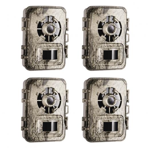 4PCS Wildlife Trail Camera with Night Vision 0.2S Trigger Motion Activated 24MP 1296P IP66 Waterproof Hunting Camera for Outdoor & Home security | bark color