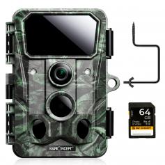 4K 30MP Wildkamera Wlan, Wasserdichte IP66 Wildtierkamera Nachtsichtkamera mit 850nm 36PCS IR Licht,  Jagdkamera mit 64G SD-Karte und Quick Install Tree Spike Combo Set