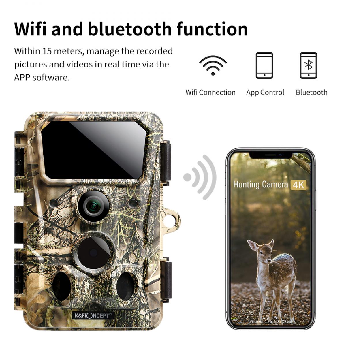 Cámara de Caza WiFi 4K 30MP Impermeable IP66 - Amarillo + Tarjeta SD 64GB + Soporte