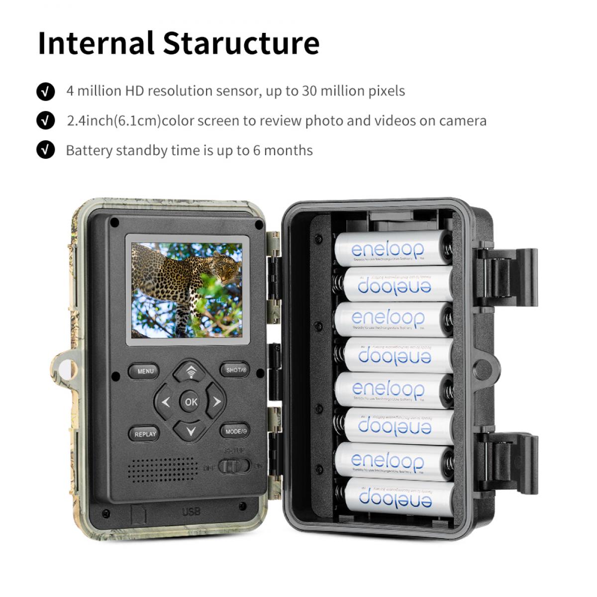 Cámara de Caza WiFi 4K 30MP Impermeable IP66 - Amarillo + Tarjeta SD 64GB + Soporte