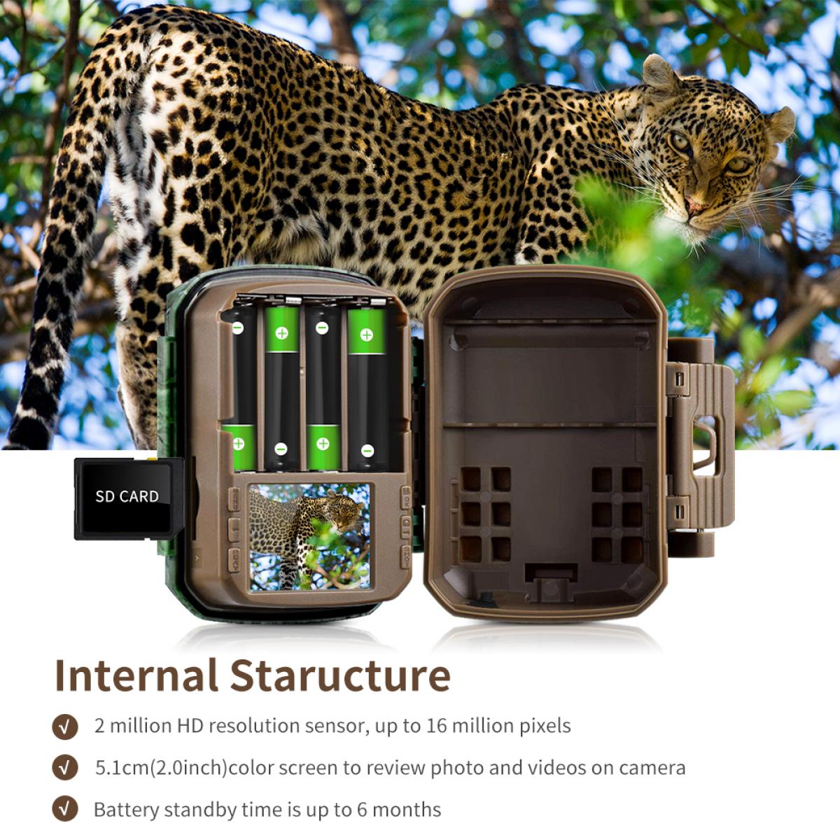 Cámara de Caza 1080P 16MP 0,2s Disparo Impermeable IP65 + Tarjeta SD 64GB + Soporte + Lector de Tarjeta