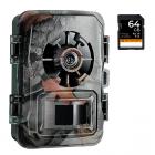 24MP 1296P/30fps Wildlife Trail Camera, movimento 120° Wide Angle Motion, Ultima Sensor View Schermo da 2 pollici, 0.2s Trigger Fototrappola, IP66 Waterproof Night Camera Maple leaf con scheda SD da 64 GB