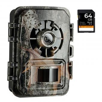 Wildlife Trail Camera with Night Vision 0.2S Trigger Motion Activated 24MP 1296P IP66 Waterproof Hunting Camera for Outdoor & Home security | Fall color + 64G memory card