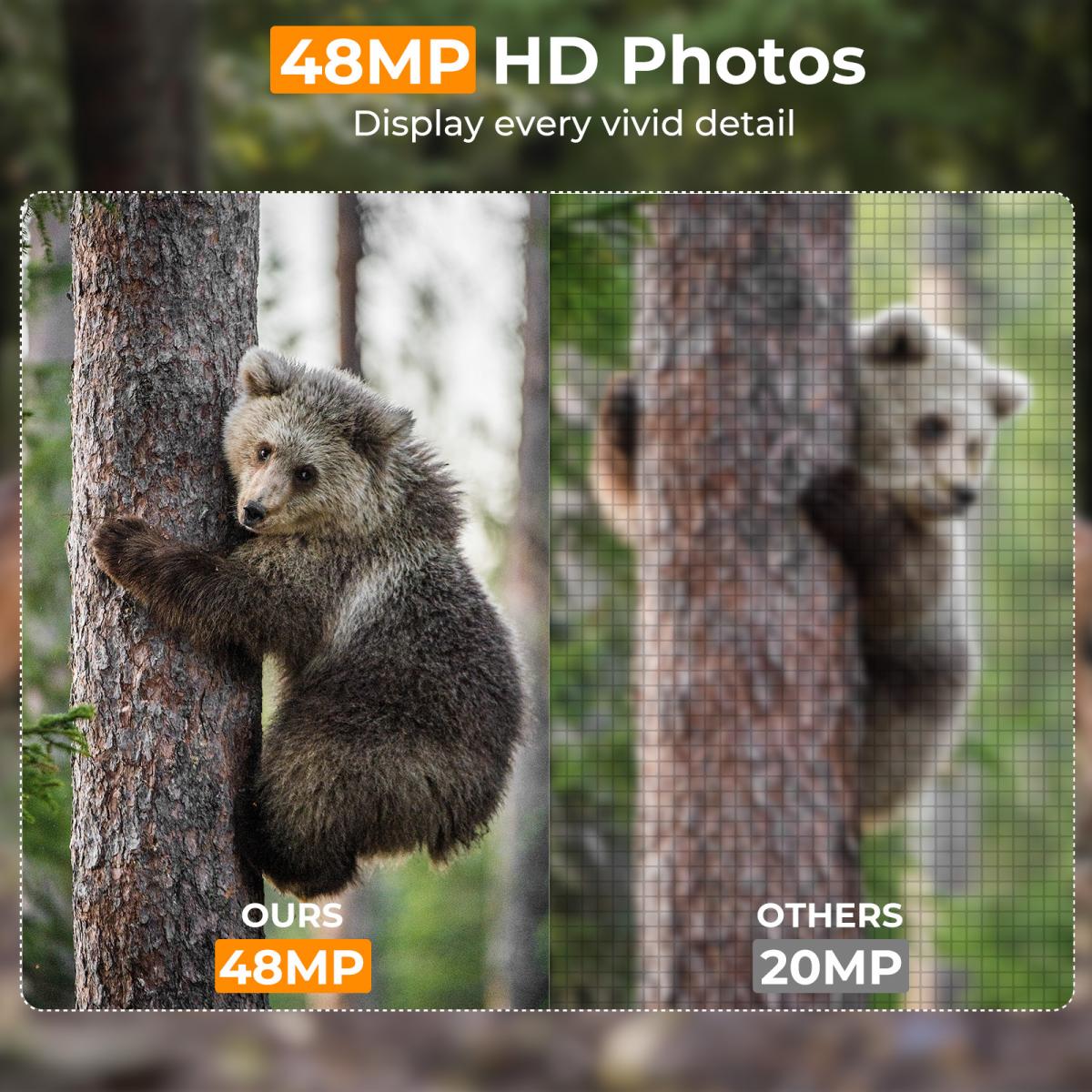 4K sporkamera 32MP WiFi Bluetooth spilkamera 120° detektionsvinkel Starlight nattesyn 0.2S trigger IP66 vandtæt med U3 64GB SD-kort og 8 batterier Til dyrelivsovervågning Deadwood