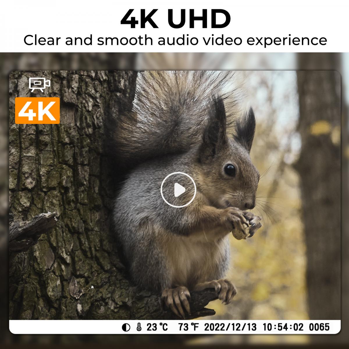 4K sporkamera 32MP WiFi Bluetooth spilkamera 120° detektionsvinkel Starlight nattesyn 0.2S trigger IP66 vandtæt med U3 64GB SD-kort og 8 batterier Til dyrelivsovervågning Deadwood