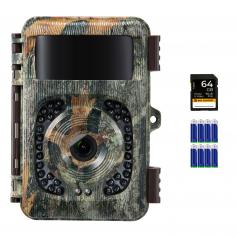4K 48MP Wildkamera WiFi Bluetooth, IP66 Wasserdichte Wildtierkamera Jagdkamera 120° Erfassungswinkel 0,2S Trigger mit U3 64GB SD Karte und 8 Batterien