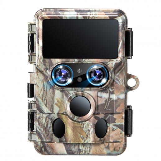 4K Tracking Camera Dual Lens Starlight Night Vision 48MP WiFi Bluetooth Game Camera, angolo di rilevamento 120° Tempo di attivazione di 0,3 secondi, IP66 Waterproof Hunting Cam per il monitoraggio della fauna selvatica