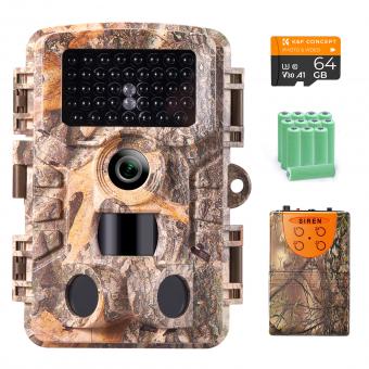 1/4 mile long range Wildlife Camera with wireless alarm, 24MP*1080P night vision, 120° wide angle*0.2S trigger 2 inch screen tracking camera Security/Hunting alarm system with AA alkaline battery and 64G high speed TF card