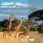 4K 48MP Wildlife Camera con sensore di movimento Visione notturna Obiettivo grandangolare 0.2s Trigger Speed 2s Intervallo PIR IP66 Impermeabile con scheda SD da 64 GB e 8 batterie AA Bark Color