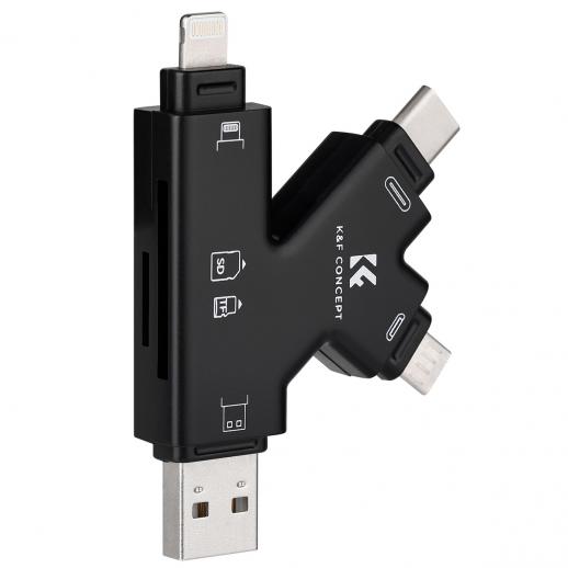 Lettore di schede 4 in 1 USB-C / Lightning / Micro-USB / USB Micro