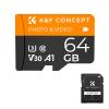 64G micro SD-kort U3/V30/A1 med adapter minnekort egnet for hjemmeovervåkningskamera jaktkamera og kjøreopptaker minnekort K&F CONCEPT