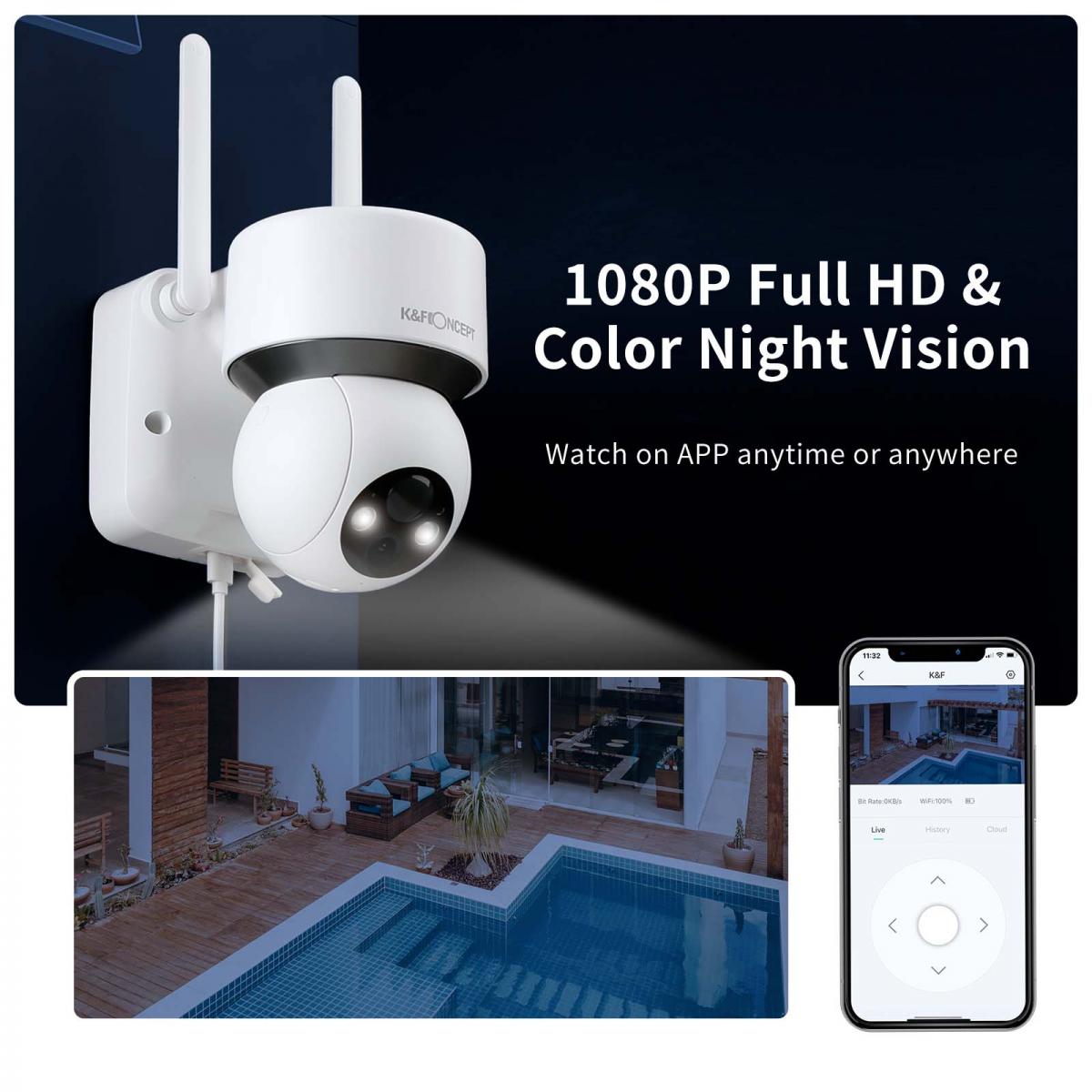 3PCS Solar Powered Wireless Security Camera 1080P with Audio & Light