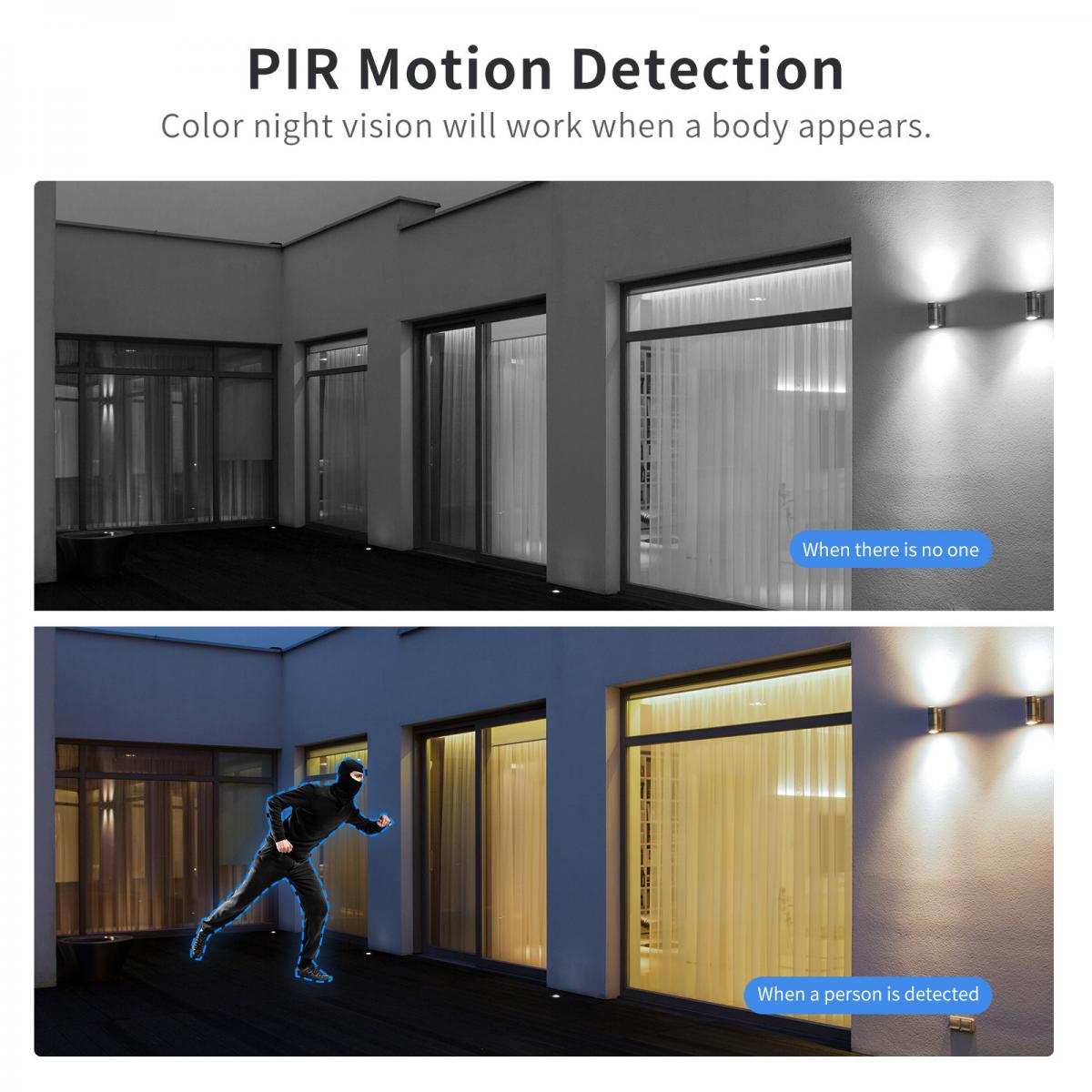 2PCS Solar Powered Wireless Security Camera 1080P with Audio & Light