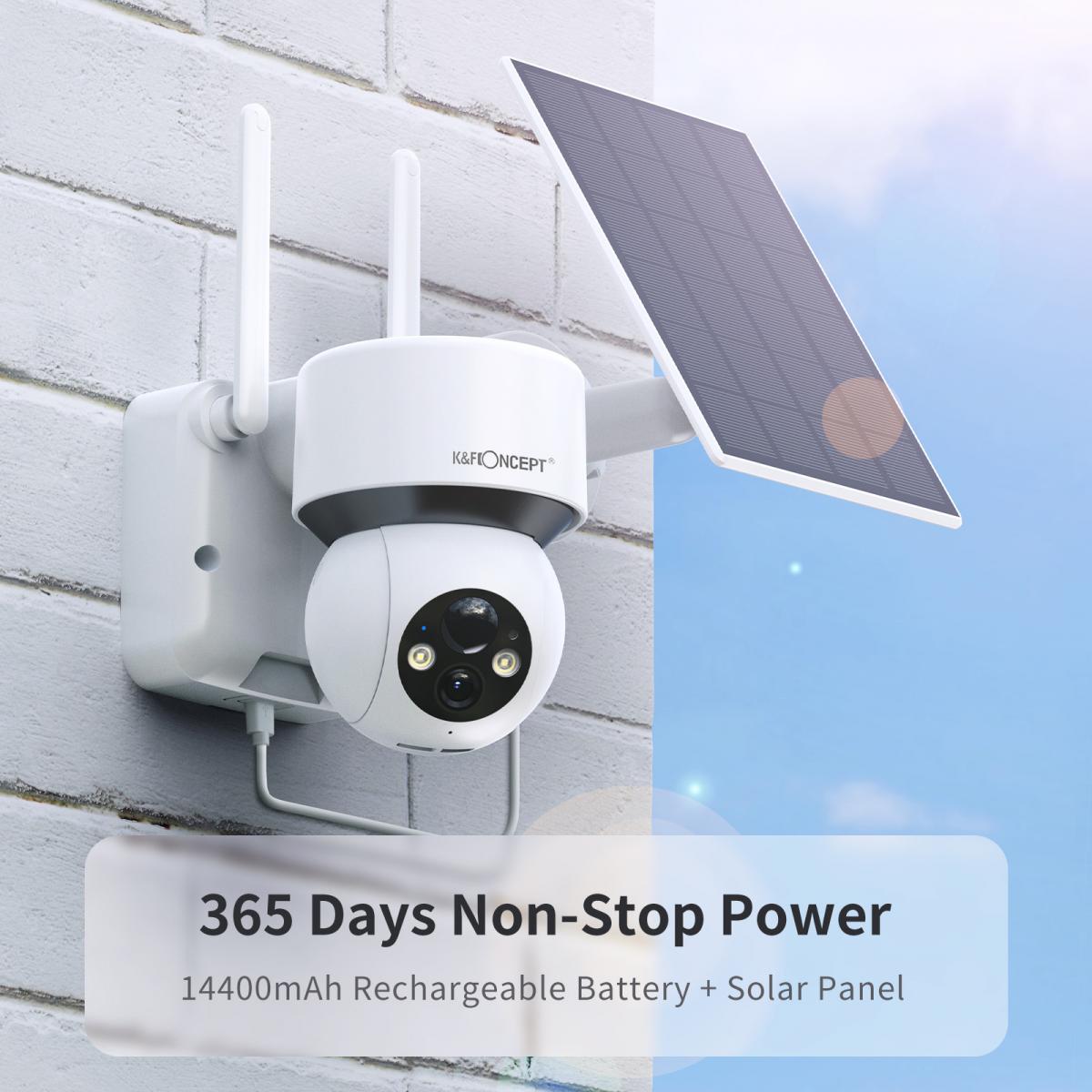 2PCS Solar Powered Wireless Security Camera 1080P with Audio & Light
