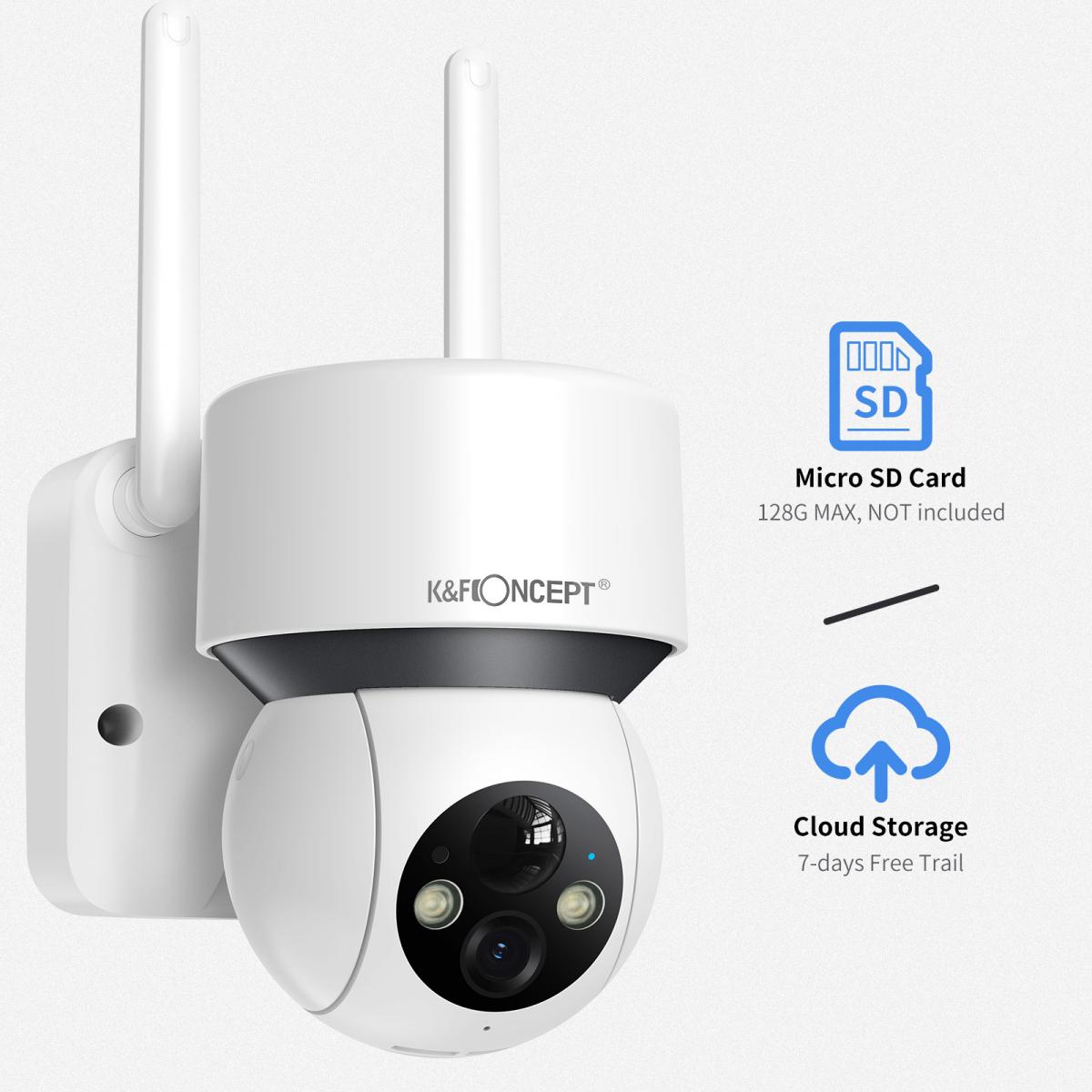 2PCS Solar Powered Wireless Security Camera 1080P with Audio & Light