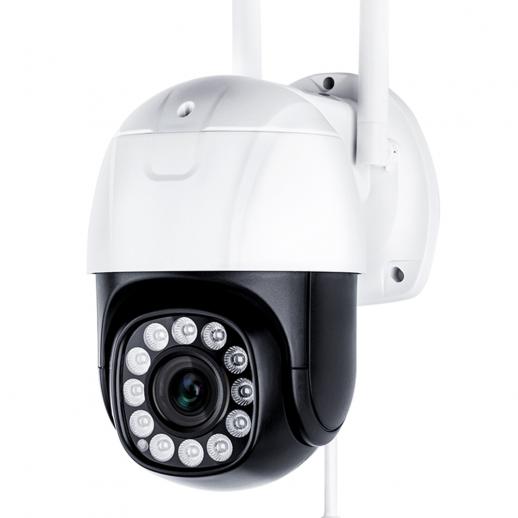 [4X optischer Zoom] Aufladen der Stromversorgung Überwachungskamera PTZ im Freien für die Sicherheit zu Hause mit automatischer Erkennung von Personen，EU-Standard
