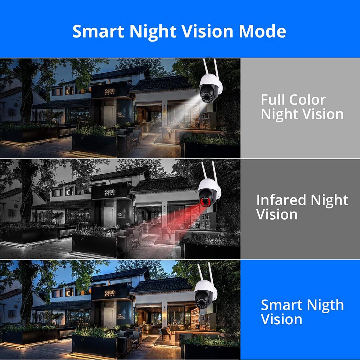 [4X optisk zoom] Lad opp strømsikkerhetskamera PTZ Outdoor for hjemmesikkerhet med menneskelig deteksjon Autosporing-EU-standard