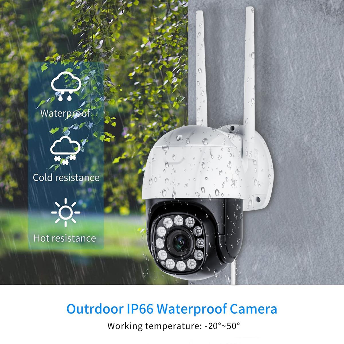 [4X optisk zoom] Lad opp strømsikkerhetskamera PTZ Outdoor for hjemmesikkerhet med menneskelig deteksjon Autosporing-EU-standard