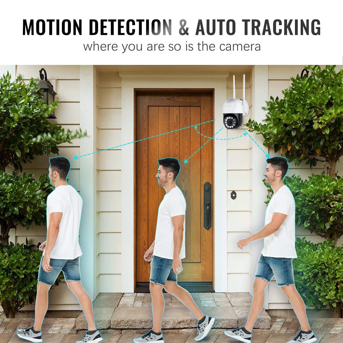 [4X optisk zoom] Lad opp strømsikkerhetskamera PTZ Outdoor for hjemmesikkerhet med menneskelig deteksjon Autosporing-EU-standard