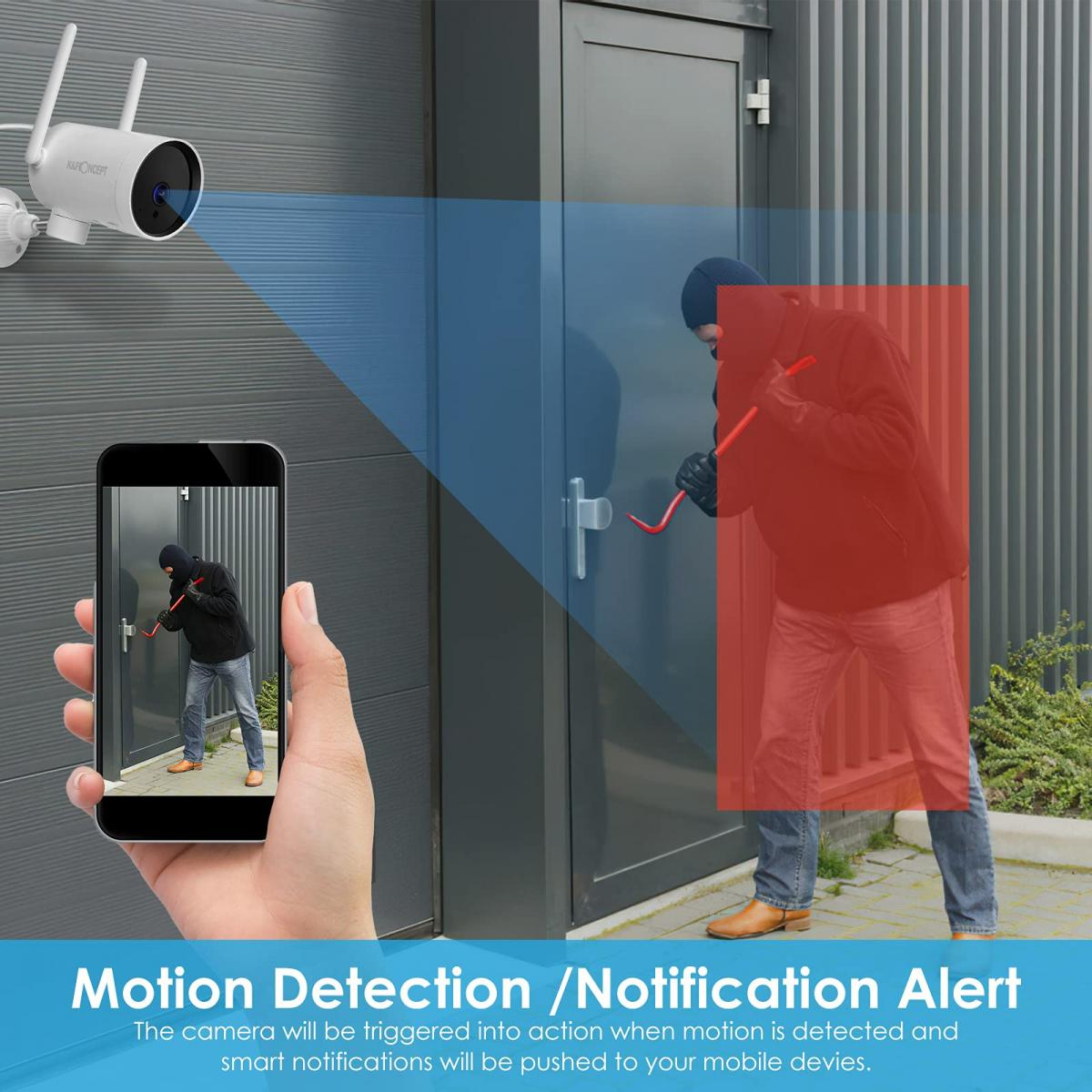 1080P HD WiFi Wasserdichte Outdoor-Überwachungskamera mit Bewegungserkennung Alarm, Nachtsicht, Zwei-Wege-Gespräch (19. Dez. - 20. Dez., 19:00 und 20:00 Uhr)