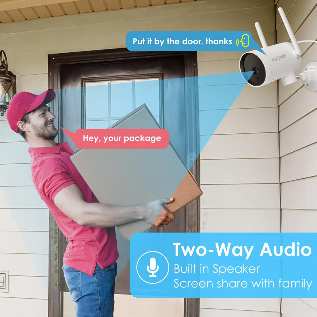 1080P HD WiFi Wasserdichte Outdoor-Überwachungskamera mit Bewegungserkennung Alarm, Nachtsicht, Zwei-Wege-Gespräch (19. Dez. - 20. Dez., 19:00 und 20:00 Uhr)