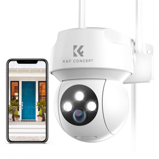 Caméra Surveillance Extérieure sans Fil 2K Caméra de Sécurité 2,4GHz WiFi avec Suivi Automatique, Audio Bidirectionnel,Vision Nocturne Couleur