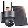 Solar Wireless Security Camera 1080P med lyd- og lysalarm Utendørs hjemmesikkerhetskamera Farge Night Vision 14400mAh Innebygd batteri