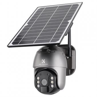 K&F Concept 4G LTE outdoor surveillance camera with SIM card, 2K 3MP wireless solar PTZ IP camera outdoor battery, 355°/95° swivel, color night vision, PIR detection, supports 128GB SD card, 2-way audio