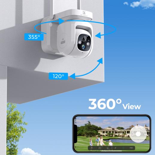 Camara De Seguridad 360 Wifi 2K HD Para Exterior Casa Con Vision Nocturna  Audio