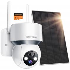 Drahtlose Solar Überwachungskamera 1080P mit Audio- und Lichtalarm Outdoor Home Security Camera Farbe Nachtsicht 14400mAh Eingebauter Akku