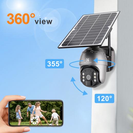 2K Cámara de Vigilancia 4G LTE Exterior Batería Solar con Tarjeta SD 64GB -  K&F Concept