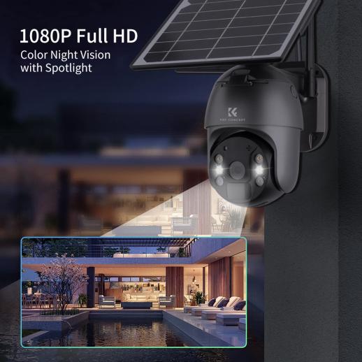  1080P WiFi PTZ Camera Outdoor, Solar Powered Battery PTZ IP  Security Camera with Color Night Vision, 2-Way Audio, Motion Detection, for  Home Security : Electronics