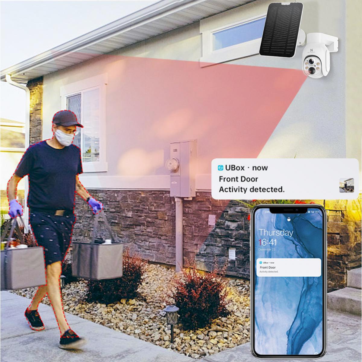 K&F CONCEPT Outdoor 4G LTE sikkerhetskamera Trådløs PIR menneskelig sensor + AI menneskelig deteksjon, en rekke installasjonsstrukturer, med en 3 meter lang skjøtekabel europeisk versjon av 4G solkameraet