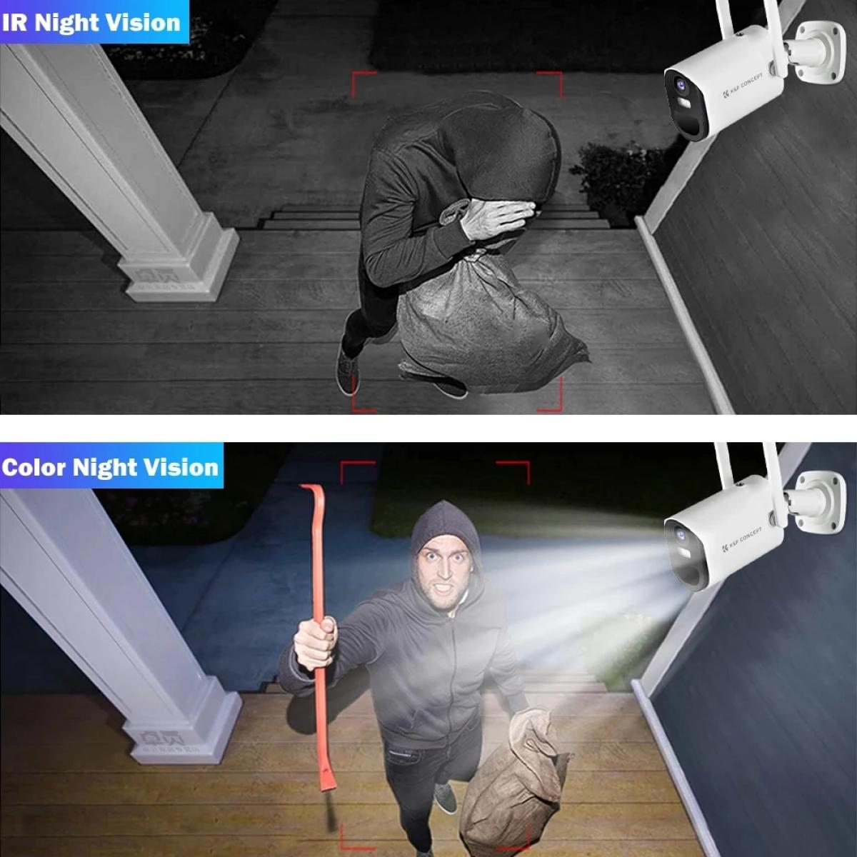 K&F Concept Outdoor 4G LTE overvåkingskamera trådløst, PIR Human Sensing +AI Human Shape Detection, Ulike installasjonsstrukturer, med 3m skjøtekabel EU-versjon 4G Solar Camera