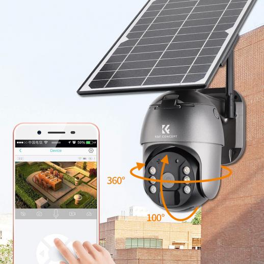4G-LTE-Überwachungskamera für den Außenbereich, drahtlos, solar- und  batteriebetrieben, PIR-Bewegungserkennung, wasserdicht, 2K-Infrarot-Nachtsicht,  2 Wege Audio + SIM-Karte ohne Vertrag - KENTFAITH