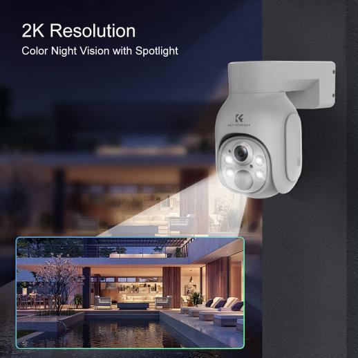Cámara PTZ inalámbrica de seguridad con ranura para tarjeta SIM 4G, cámara  CCTV IP al aire libre 1080P con visión nocturna a color, audio de 2 vías,  detección de movimiento : Electrónica 