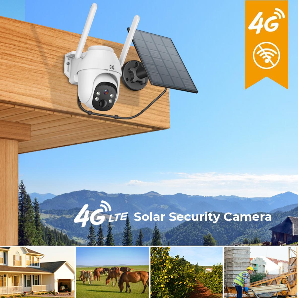 Telecamera dome a basso consumo a energia solare Batteria di grande capacità da 9600 mAh Telecamera wireless per esterni con visione notturna a colori, allarme, rilevamento del movimento PIR, archiviazione cloud Standard UE