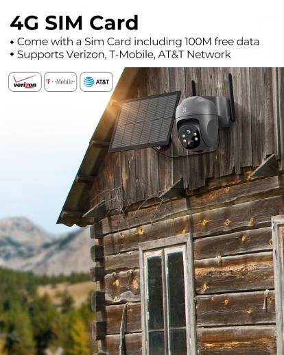 3G/4G LTE Caméra Surveillance Intérieur avec Carte SIM Détection Humai