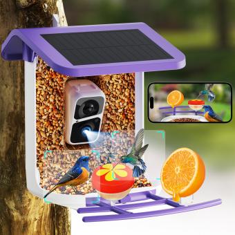 K&F Concept Bird Feeder Camera, Solar Battery Powered Wireless Bird Watching Camera, Smart Bird Feeder with Camera, Auto Capture Bird Video & Notify Detected Birds, for Bird Lover