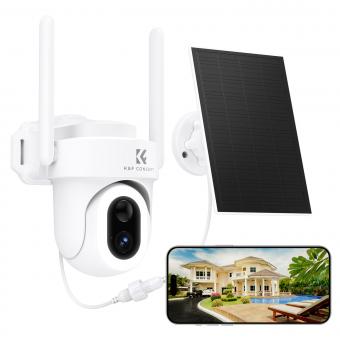 K&F Concept Solar Security Camera Wireless Outdoor,3K 5MP 2.4G WiFi Camera with Pan/Tilt/Zoom,Full-Color Night Vision,Floodlight,Human Detection,IP66,Siren,Two-Way Call,Cloud Storage,Alexa,Google Home