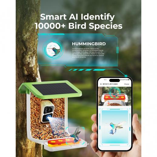 Smart Bird Feeder with Camera, 1080P HD Camera Auto Capture Bird