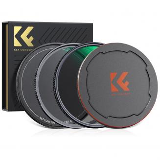 K&F Concept Filter Set 58mm Polfilter(CPL Filter) + MCUV Filter 2 Objektivdeckel& Aufbewahrungstasche, 28 Schichten Antireflektierende Nanobeschichtung HD Wasserdicht Kratzfest- Nano-Xcel Serie